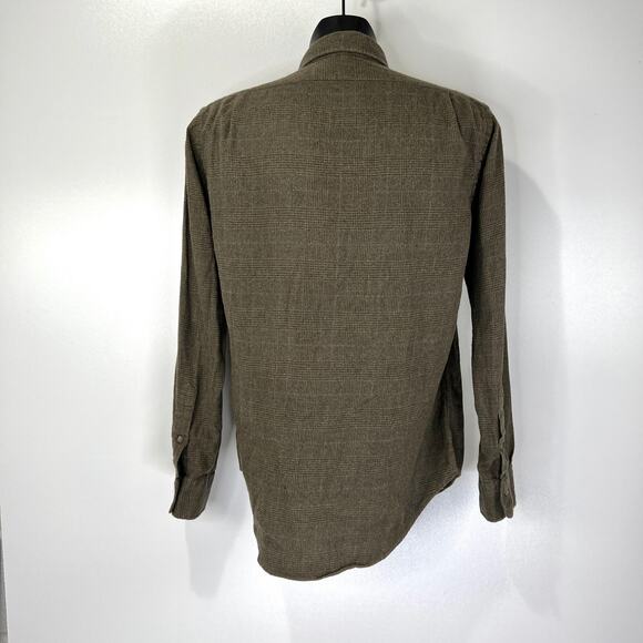 Polo Ralph Lauren Italian Fabric Brushed Flannel Shirt Glen Plaid Green - Picture 6 of 6